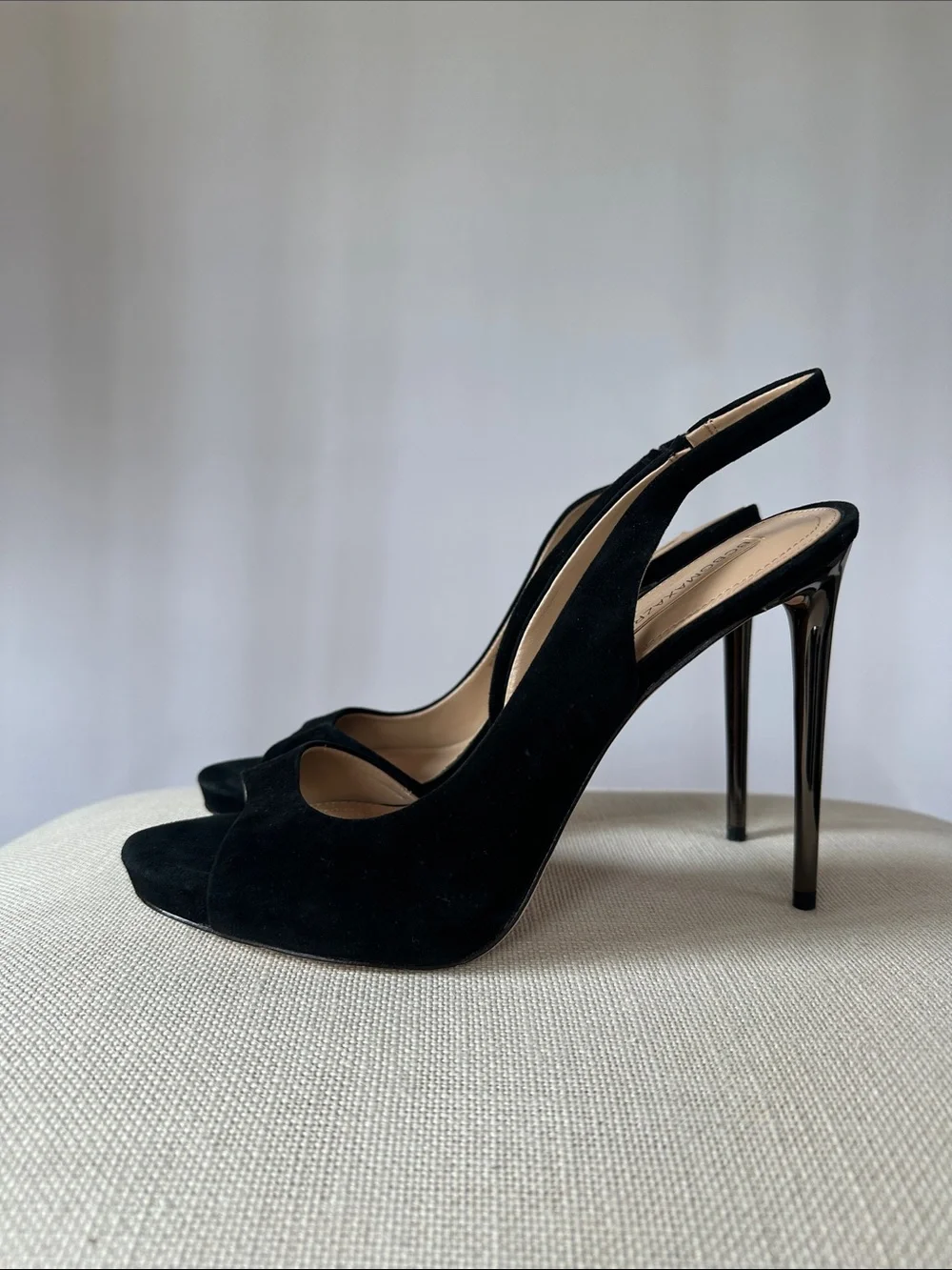 BCBGMAXAZRIA Ma-Prue Black Suede Leather Slingback Platform Heels - Size 9.5